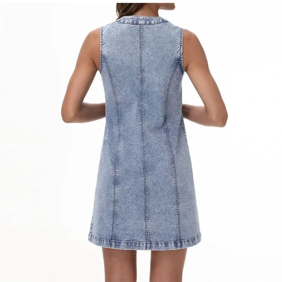Frye Ladies Denim Mini Dress Size X-Large Light Wash Sleeveless NEW - Picture 3 of 4